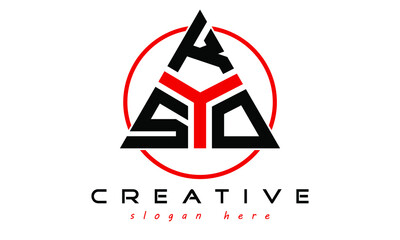 SKO three letter creative triangle shape in circle logo design vector template. typography logo | Letter mark logo | initial logo | wordmark logo | minimalist logo | gaming logo | emblem logo
