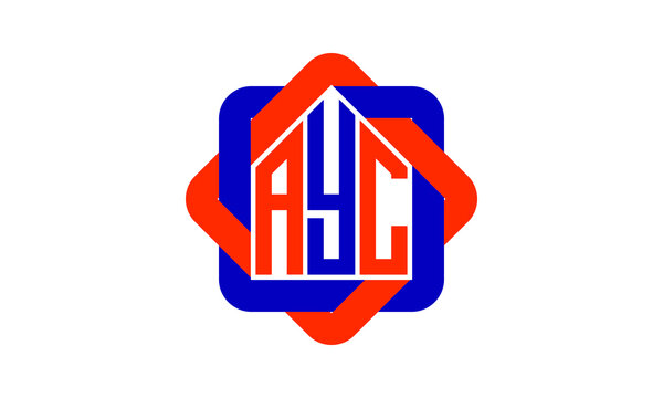 AYC three letter real estate logo with home icon logo design vector template | construction logo | housing logo | engineering logo | initial letter logo | minimalist  logo | property logo |