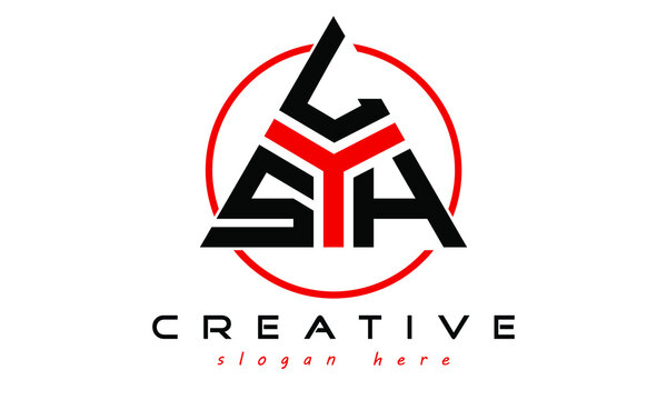 SLH three letter creative triangle shape in circle logo design vector template. typography logo | Letter mark logo | initial logo | wordmark logo | minimalist logo | gaming logo | emblem logo
