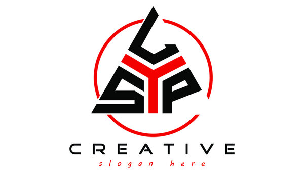 SLP three letter creative triangle shape in circle logo design vector template. typography logo | Letter mark logo | initial logo | wordmark logo | minimalist logo | gaming logo | emblem logo
