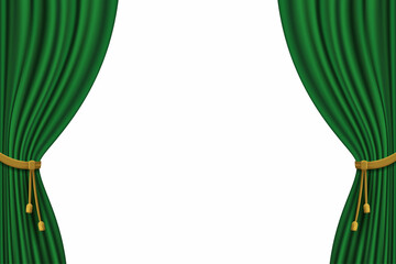 realistic curtain frame template green color vector graphic