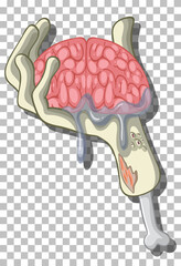 Creepy hand holding brain