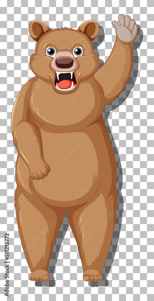 Wall mural Grizzly bear cartoon character isolated