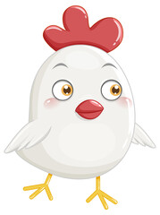 White little chicken in cartoon style