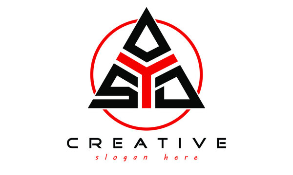 SOD three letter creative triangle shape in circle logo design vector template. typography logo | Letter mark logo | initial logo | wordmark logo | minimalist logo | gaming logo | emblem logo
