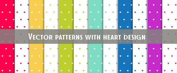Vector set color pattern with small heart figures, mask added, editable. Can be used for scrapbooking and decoration
