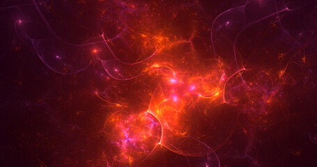 3D rendering abstract multicolor fractal light background