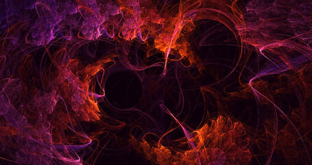 3D rendering abstract multicolor fractal light background