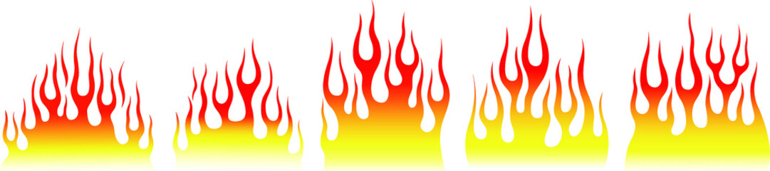 Fire flames isolated on white background. Tribal tattoo design.
