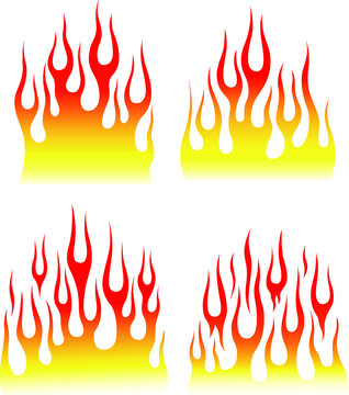 Fire flames isolated on white background. Tribal tattoo design.