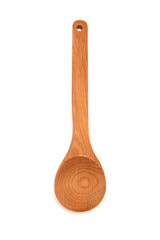 Wooden spoon on an isolated white background.
