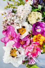 spring flowers with fresh leaves