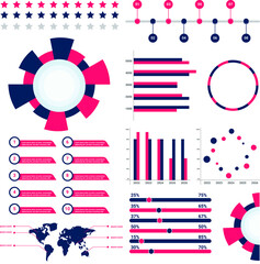 Modern Infographic elements bar and line charts, percents, pie charts, Process chart, Donut Charts, steps, timeline, vector illustration Modern infochart, marketing chart and graphs, Reports