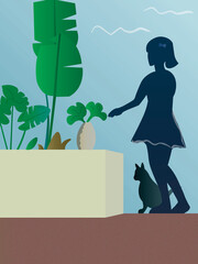 girl and plants illustration