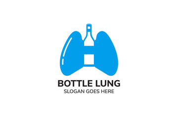 bottle lung logo design template. vector illustration use blue colors. 