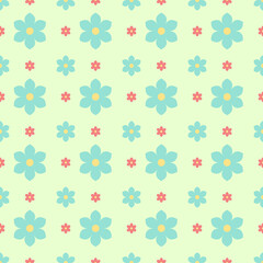 Blue abstract floral pattern seamless background