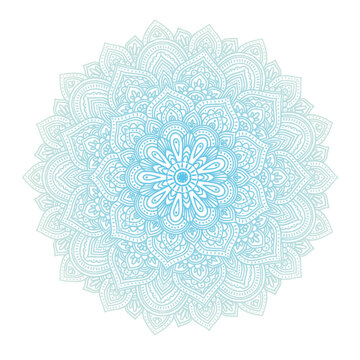 Vector illustration traditional mandala in blue color.