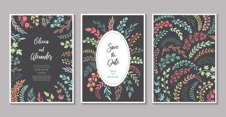 Vector wedding collection. Templates for invitation, save the date card.