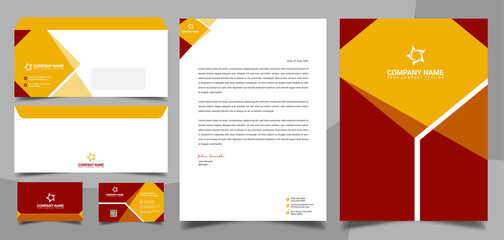 Corporate brand identity, stationary, letterhead, business card, envelope, cover design template