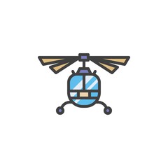 Helicopter front filled outline icon