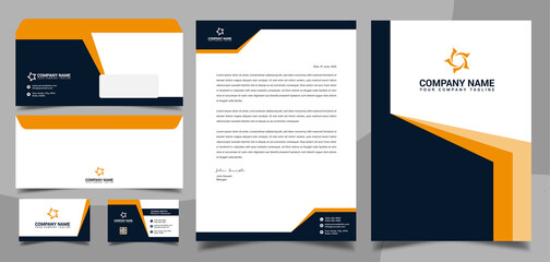 Brand identity, stationary, letterhead, business card, envelope, cover design template set