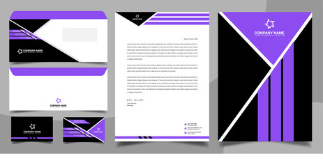 Fototapeta premium Purple brand identity, stationary, letterhead, business card, envelope, cover design template set