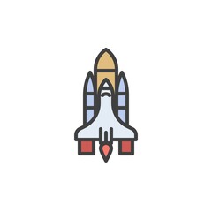Space shuttle filled outline icon