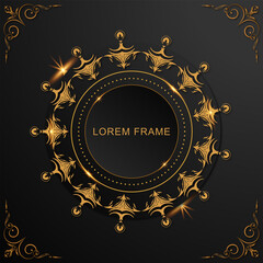 elegant Gold flourish circle frame design