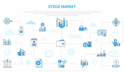 stock market concept with icon set template banner with modern blue color style - obrazy, fototapety, plakaty