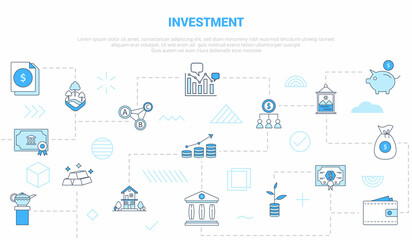 Fototapeta na wymiar investment concept with icon set template banner with modern blue color style