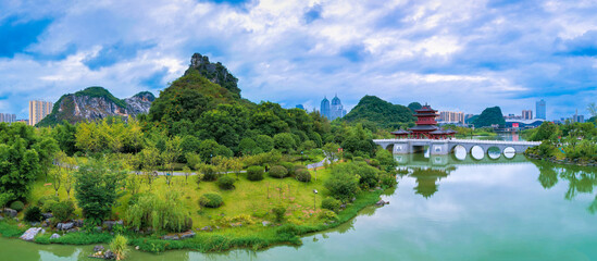Fototapeta na wymiar Aerial photography of landscape park in Guilin, Guangxi, China