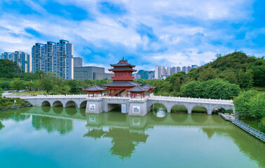 Fototapeta premium Aerial photography of landscape park in Guilin, Guangxi, China