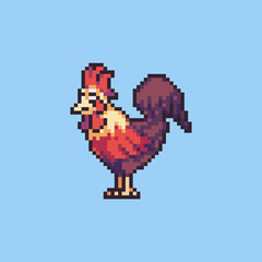 Obraz premium Fully editable pixel art vector illustration Chicken for game development, graphic design, poster and art. 