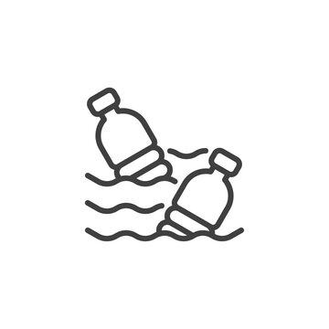 Water Plastic Pollution Line Icon