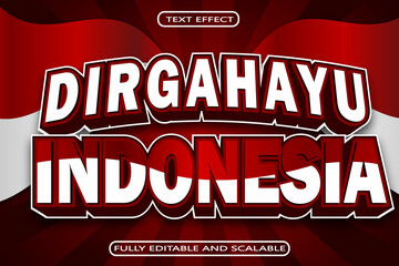 Dirgahayu Indonesia Editable Text Effect 3 Dimension Emboss Modern Style