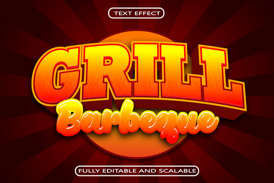 Grill Baberque Editable Text Effect 3 Dimension Emboss Modern Style