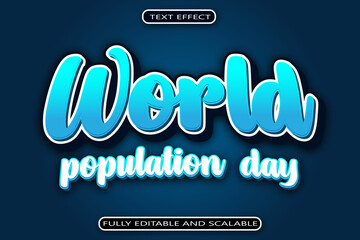 World Population Day Editable Text Effect 3 Dimension Emboss Modern Style