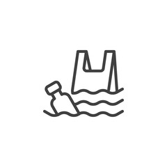 Ocean pollution line icon