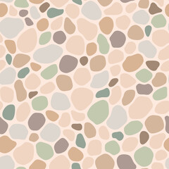 Stones seamless pattern. Rural footpath with paving and pebbles. Vector background for wrapping, fabric or scrapbooking.