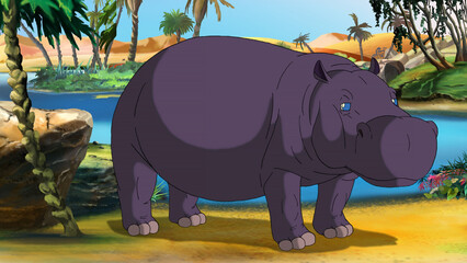 Big African Hippo near the river