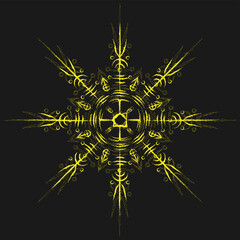 Circle yellow viking rune symbol