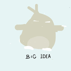 Big idea concept, inscription and funny chick.