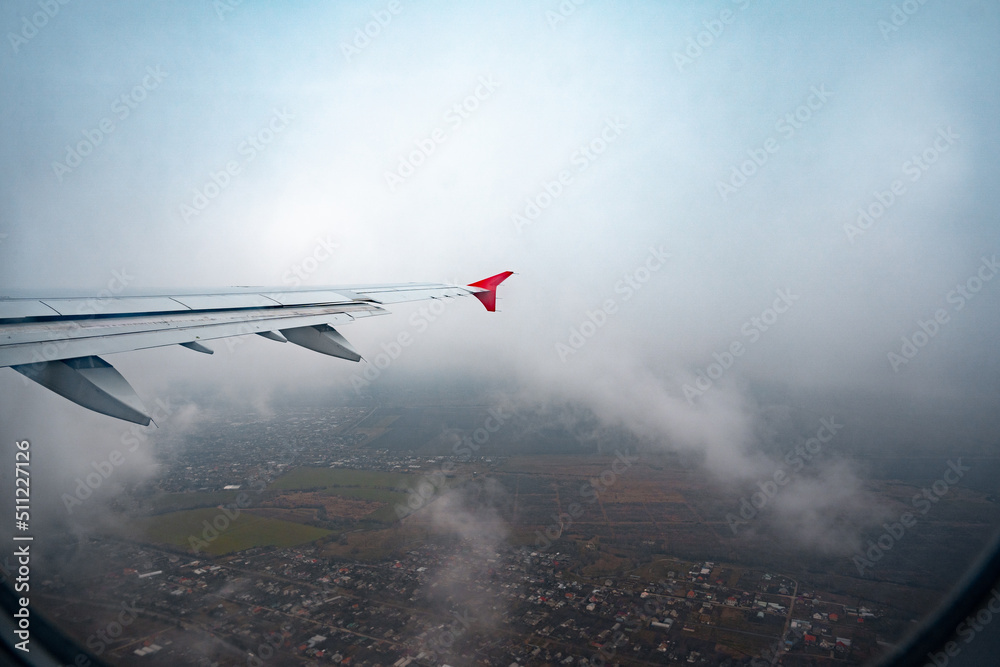 Canvas Prints view through window of aircraft during flight