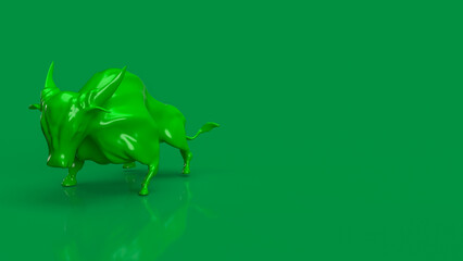 The green bull on green background  for business concept 3d rendering
