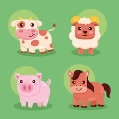 four farm animals characters