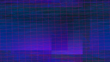 Abstract neon grunge textured grid shape background image.