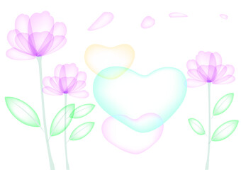 background flowers pink blue heart pink yellow
