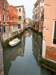 Fototapeta na wymiar Street scene from the flooded streets of Venice, Italy