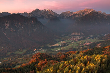 Autumn under the mountains of Julian Alps