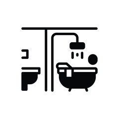 Black solid icon for bathroom
